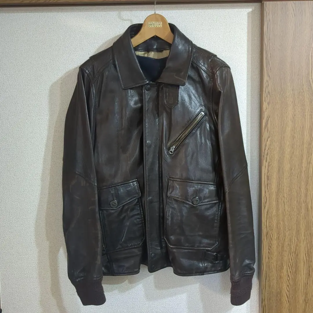 ウールリッチ/激渋 00s ピッグレザー テーラードJK ブラウン M 本革 ウールリッチ/激渋 00s ピッグレザー テーラードJK ブラウン M