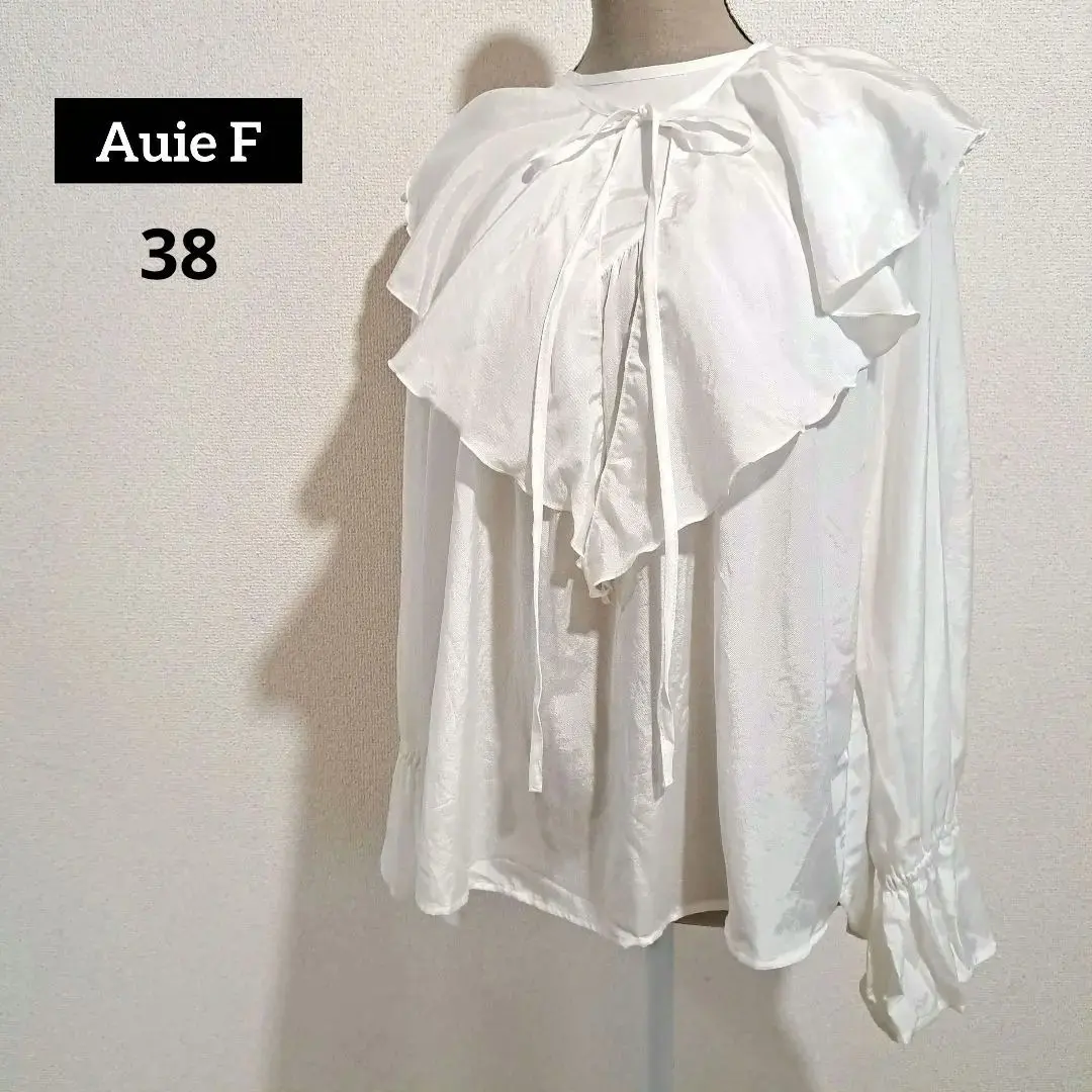 Auie F 透明感 附領 長袖 襯衫 荷葉袖 的縮圖