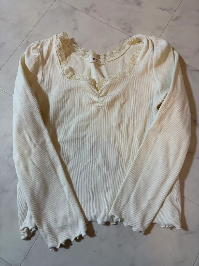 Thumbnail of White long-sleeved top with lace - WEGO