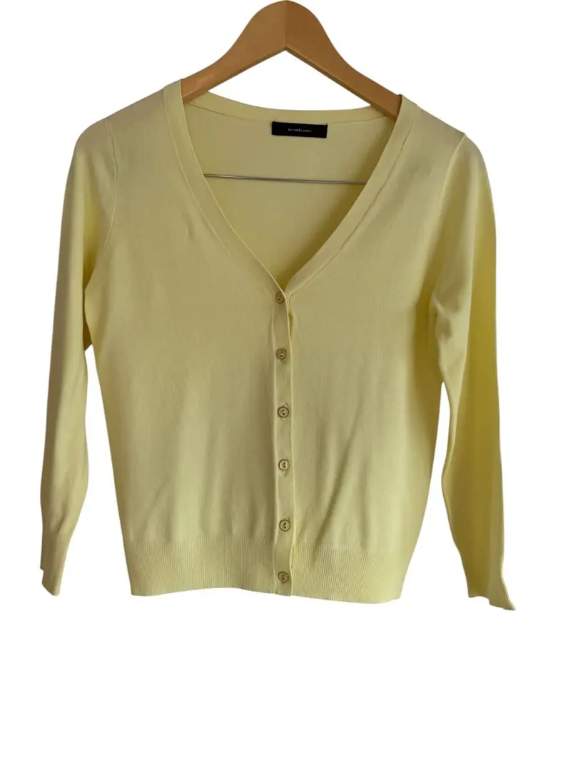 Thumbnail of INTER PLANE Size 002 Yellow V-neck Long Sleeve Cardigan