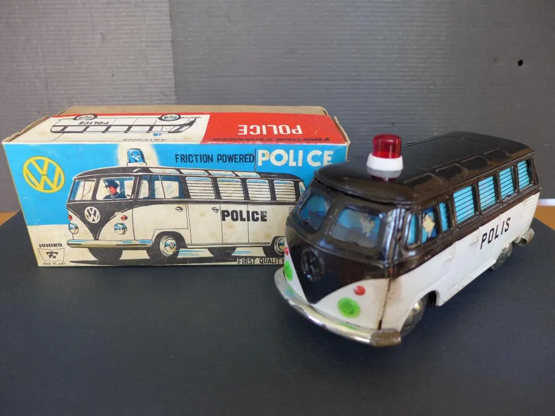 Thumbnail of Vintage Item [Deadstock] Ichiko VW Volkswagen Bus Police Car, with Box, Tin Toy, Showa Retro