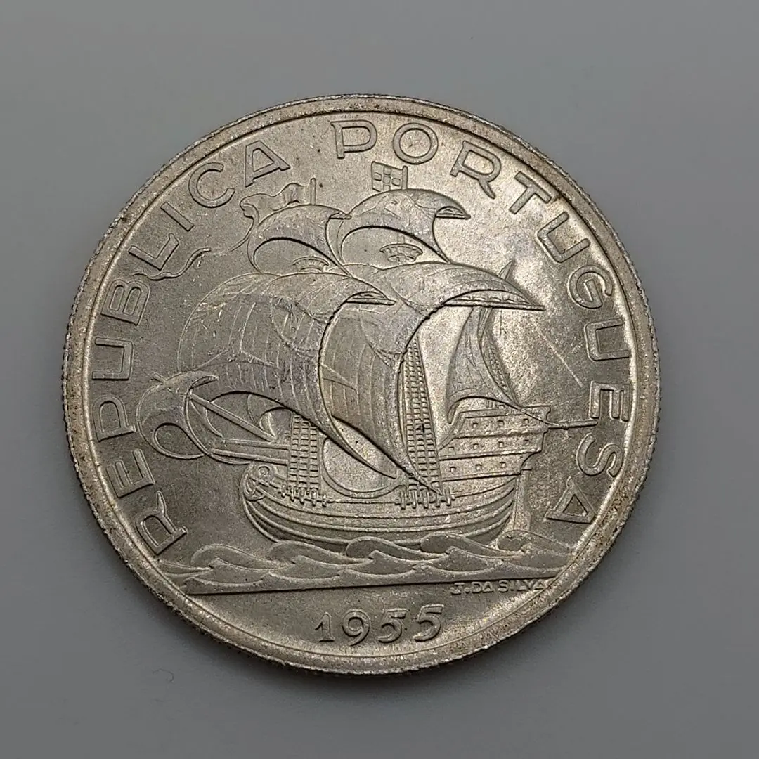 ポルトガル 10エスクード銀貨☆1955年／極美品／帆船
