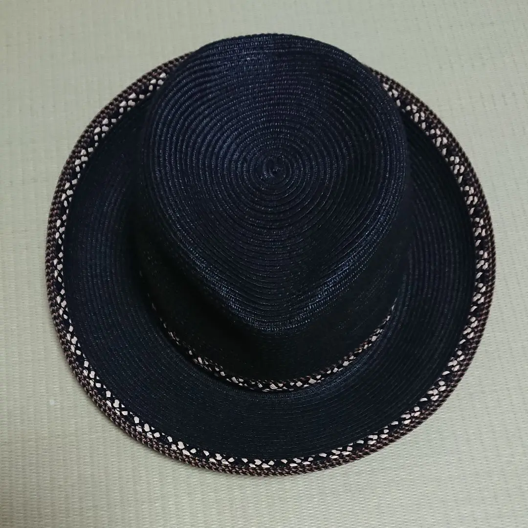 美品 ERIC JAVITS エリックジャヴィッツ つば広ハット麦わら帽子