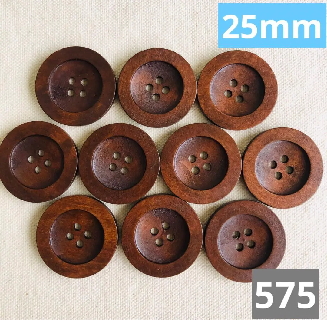 Thumbnail of 575 Craft Wood Buttons 25mm * 10 pieces Wooden Handmade Parts