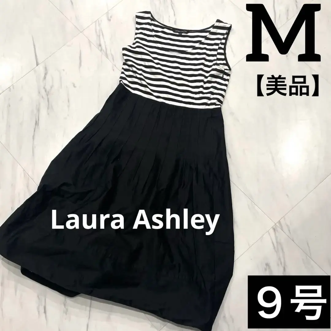 Thumbnail of Excellent Condition: Laura Ashley Black and White Striped Long Sleeved Dress, Sleeveless, Size M