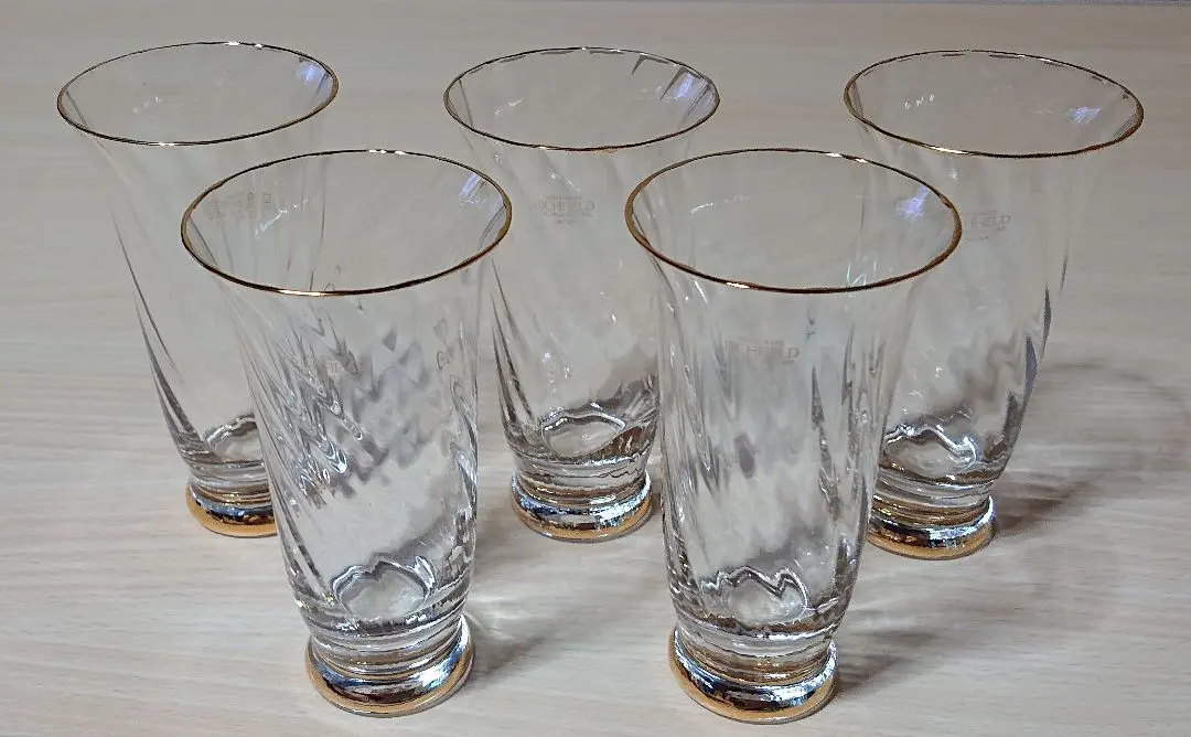 Thumbnail of Showa Retro RICHFIELD Leman Artificial Blown Beer Glass Set of 5 (Anonymous Delivery)