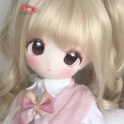 Thumbnail of Custom doll, blonde hair, strawberry hairpin