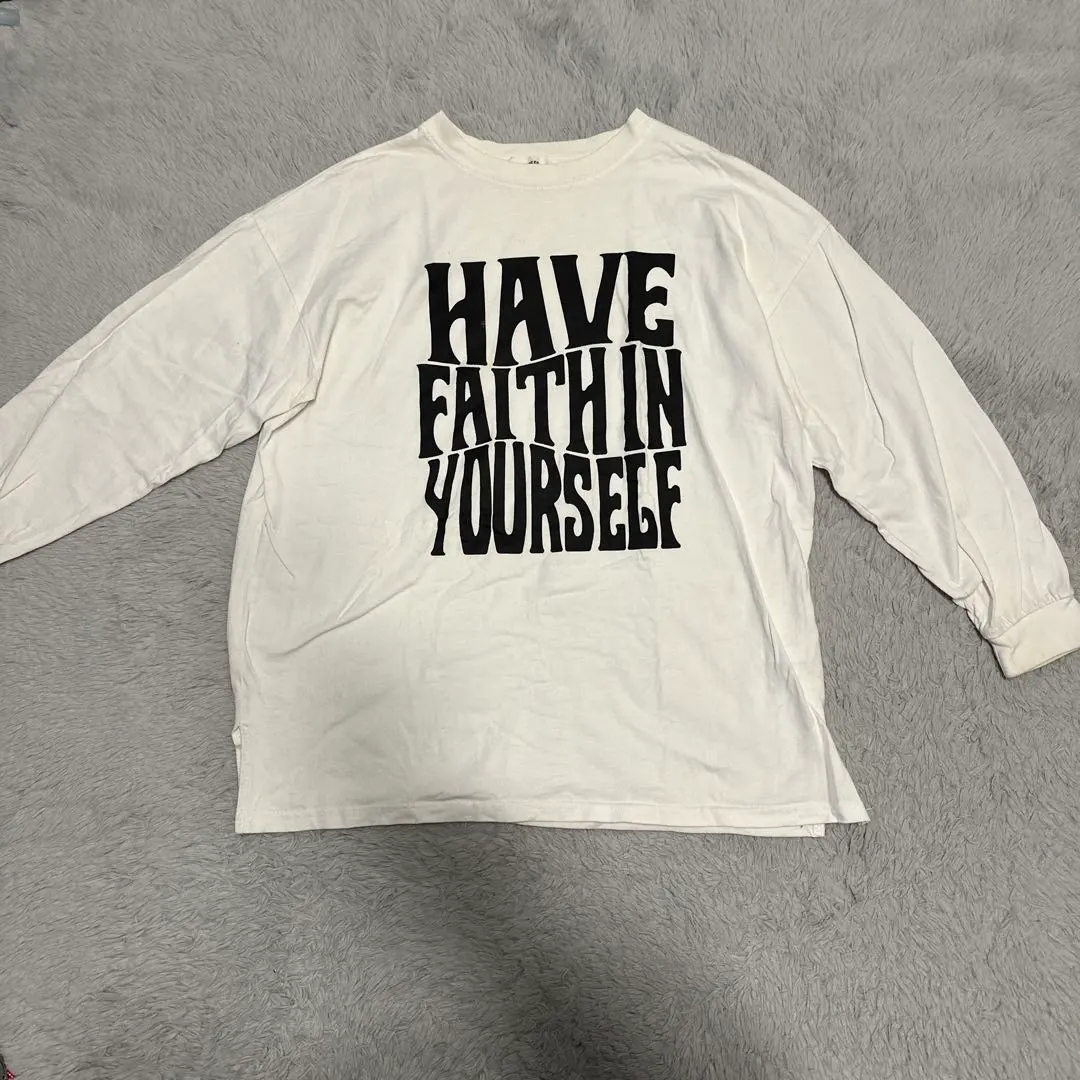 訊息印花長袖T恤 白色 的縮圖