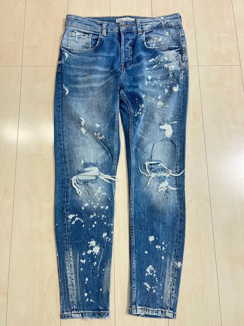 【ZARA】スプラッシュペイント ダメージ スキニーデニムパンツ スプラッシュペイント ダメージ スキニーデニムパンツ