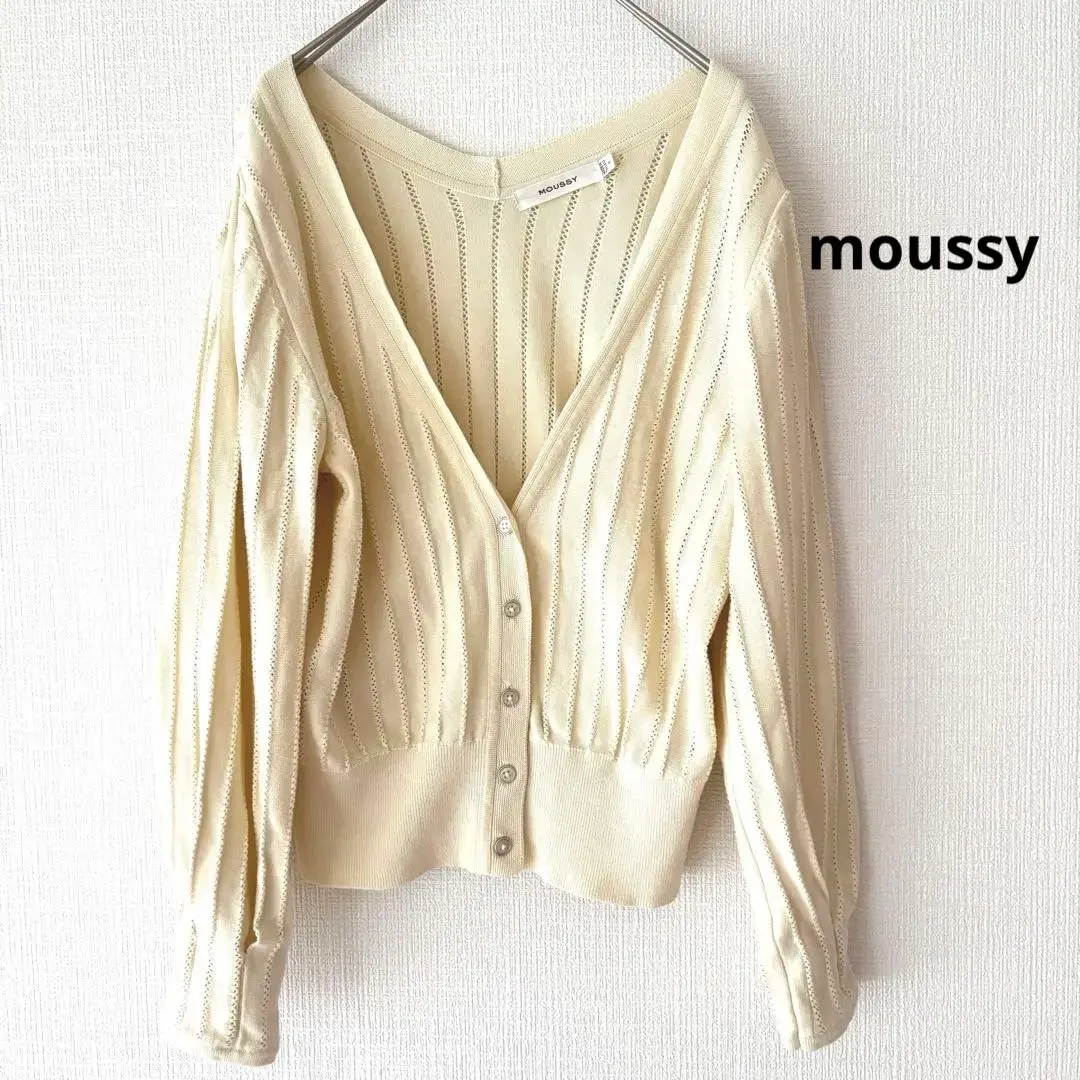 Thumbnail of moussy See-through knit cardigan Cotton Lemon Yellow