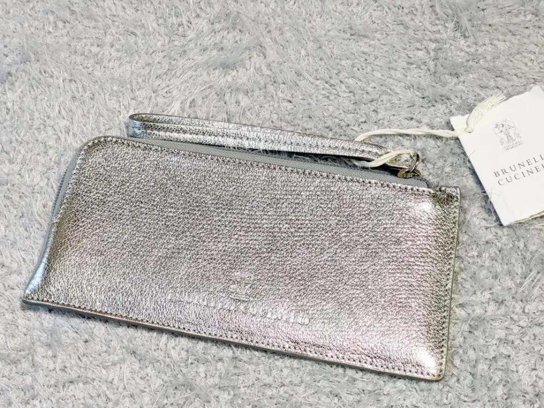 ブルネロクチネリ シルバー レザー ウォレット お財布 ④ ブルネロクチネリ シルバー レザー ウォレット お財布 ④