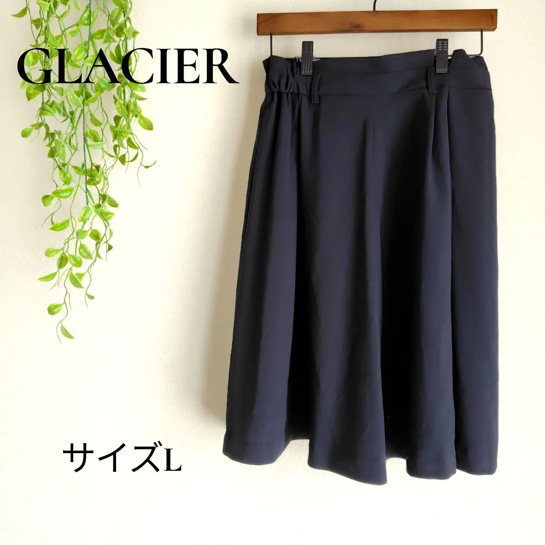 Thumbnail of B2703 Gracia Navy Flare Skirt L Knee Length Lined Office Commute Dressy