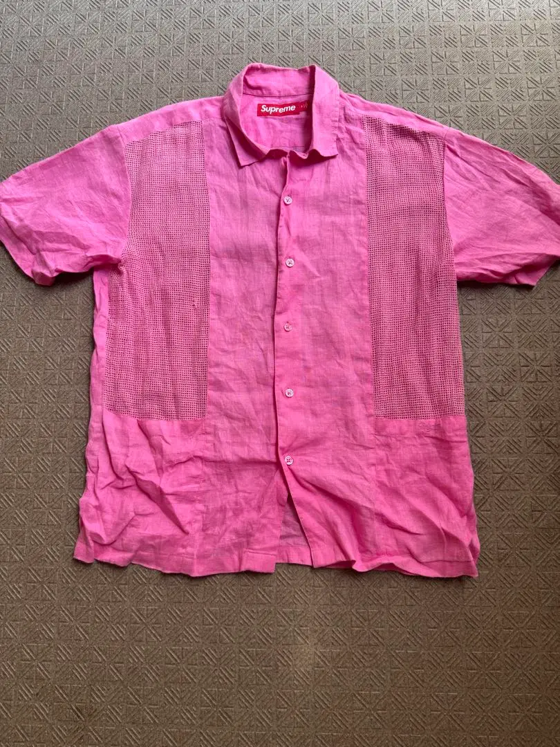Supreme リネンメッシュパネルシャツ　ブラック M Mesh Panel Linen S/S Shirt | Supreme 24ss