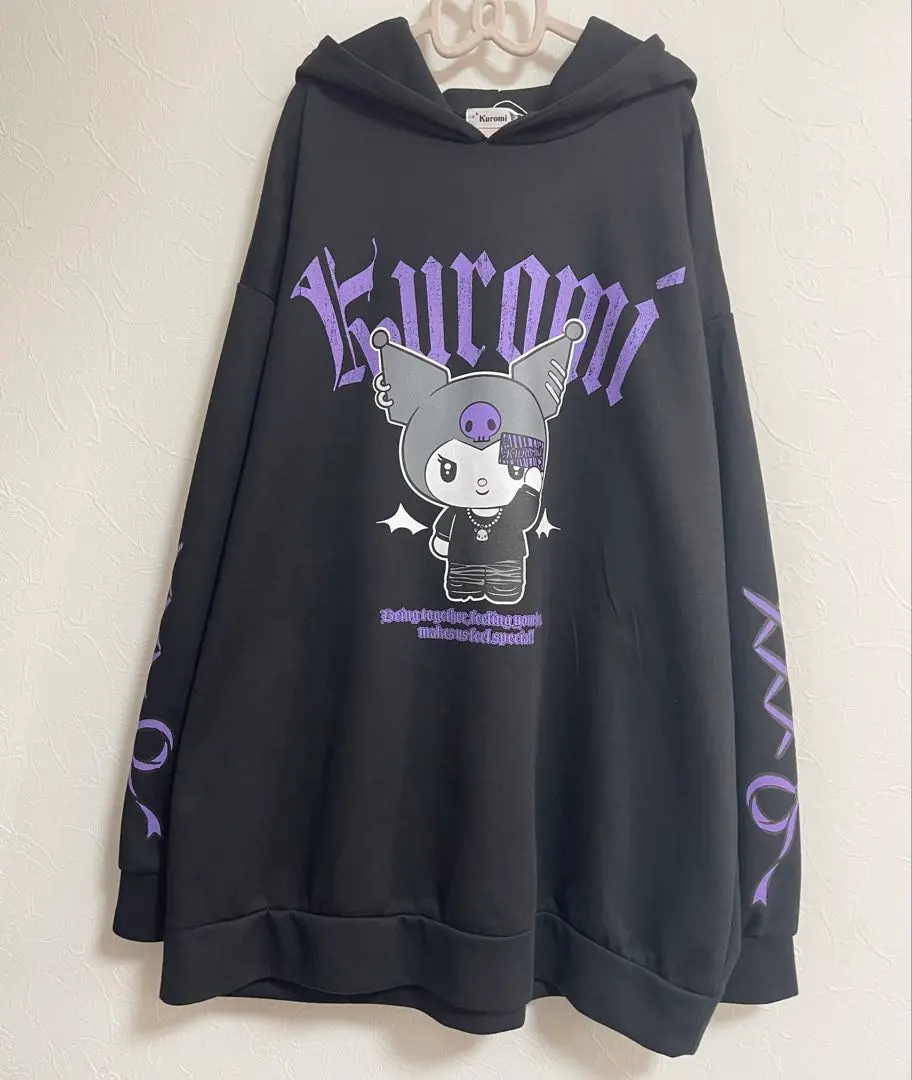 全新未使用 Sanrio Kuromi 附耳連帽外套 大尺碼 3L 地雷系 的縮圖