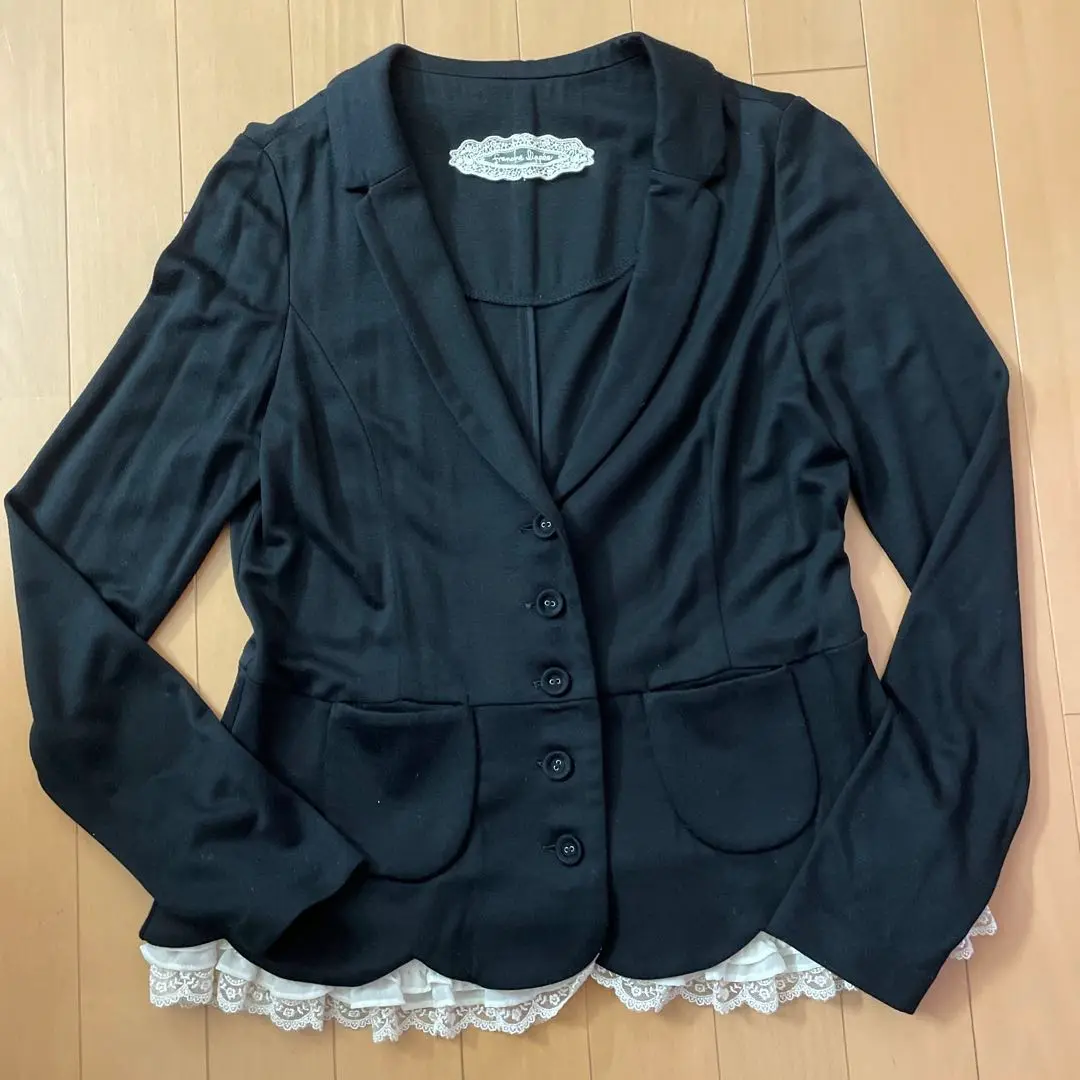 franche lippee black ノーカラージャケット テーラード3L kOhAKU変形デザインテーラードジャケット』