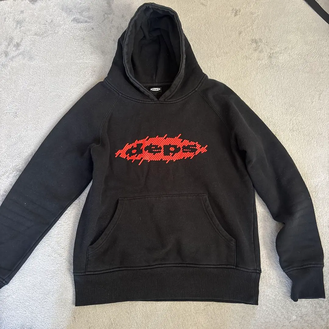 deps ブラック パーカー S-BOXT-HOOD-ZIP-DIV Zip-up hoodie with Diesel embroidery