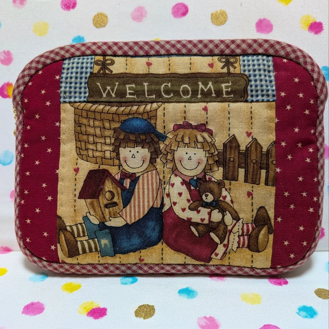 Thumbnail of Country Vintage Panel Fabric Bess & Billy Checkbook-Sized Pouch D