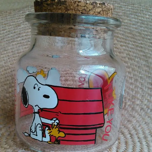 Thumbnail of Showa Retro Snoopy Glass Bottle with Cork Lid