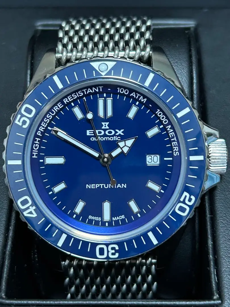 あ*様 【美品】EDOX NEPTUNIAN 黒/緑 国内販売正規品　ネプチュニ 2025年最新】エドックス スカイダイバー ネプチュニアンの人気