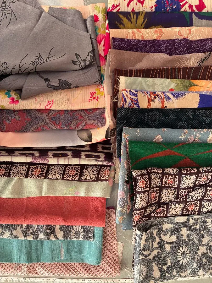 Thumbnail of Price Reduced: Antique Fabric Scrap Set - 25 Varieties for Patchwork and Small Items, Various Sizes and Shapes
