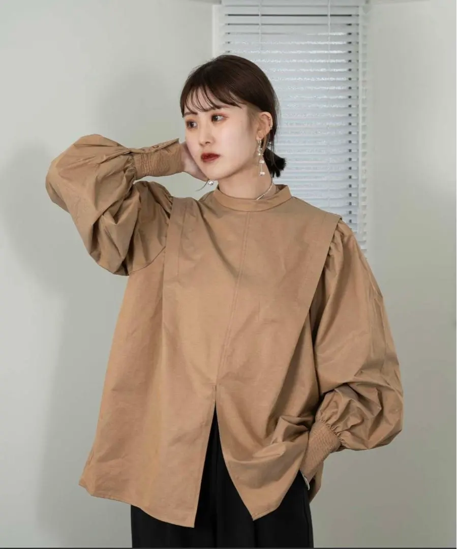 Thumbnail of Stand collar cuffs stitch blouse
