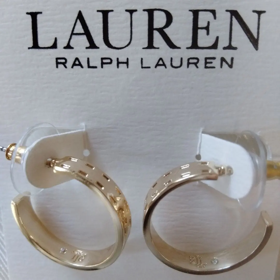 Thumbnail of Ralph Lauren Gold Hoop Earrings Engraved