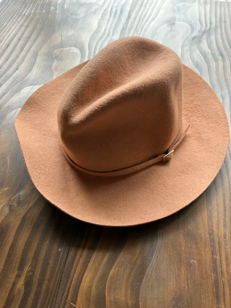 Thumbnail of Pink beige wool hat, approximately 30cm in diameter