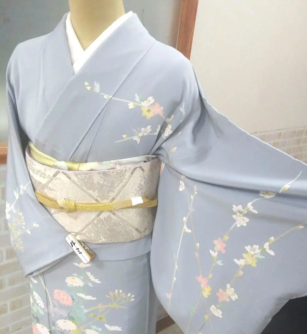 【めっちゃ変わる】 裄64丈160.5袖48.5訪問着落款有り作家物峰山和生グラデーション 着物・浴衣