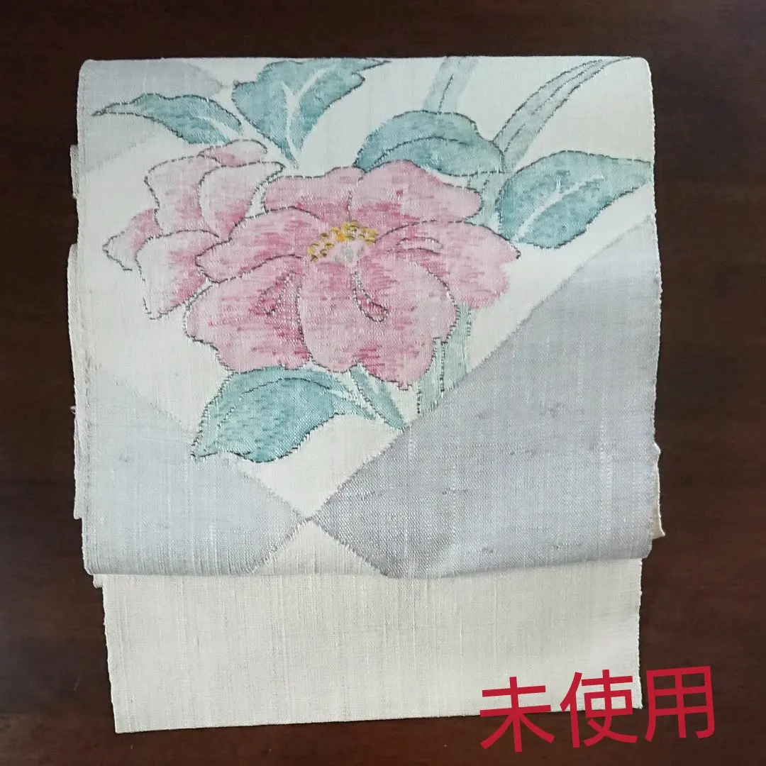 Thumbnail of Unused Nagoya obi, tsumugi (pongee silk)