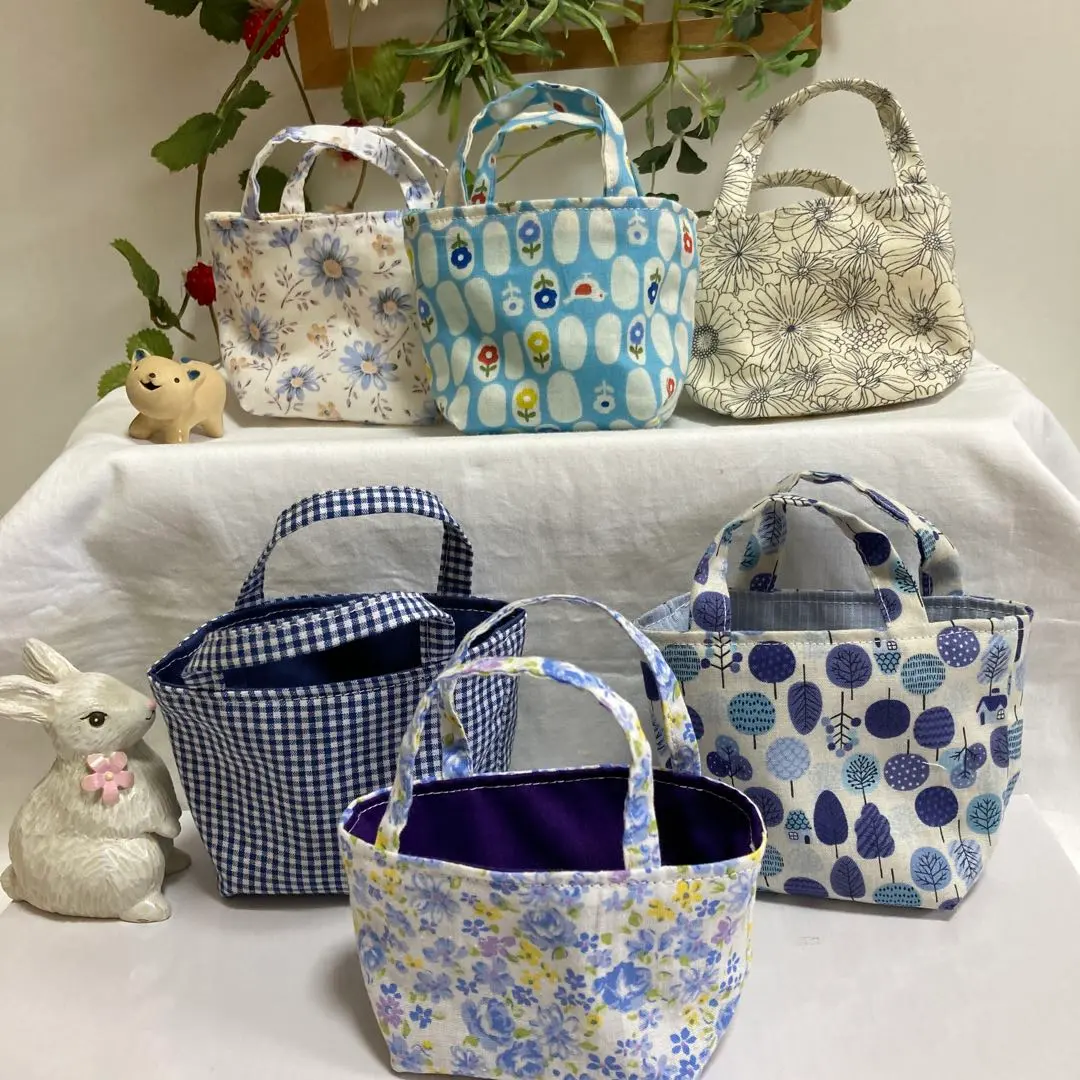 Thumbnail of Mini Mini Tote Bags Fabric Baskets Set of 6 for Gift and Small Item Storage