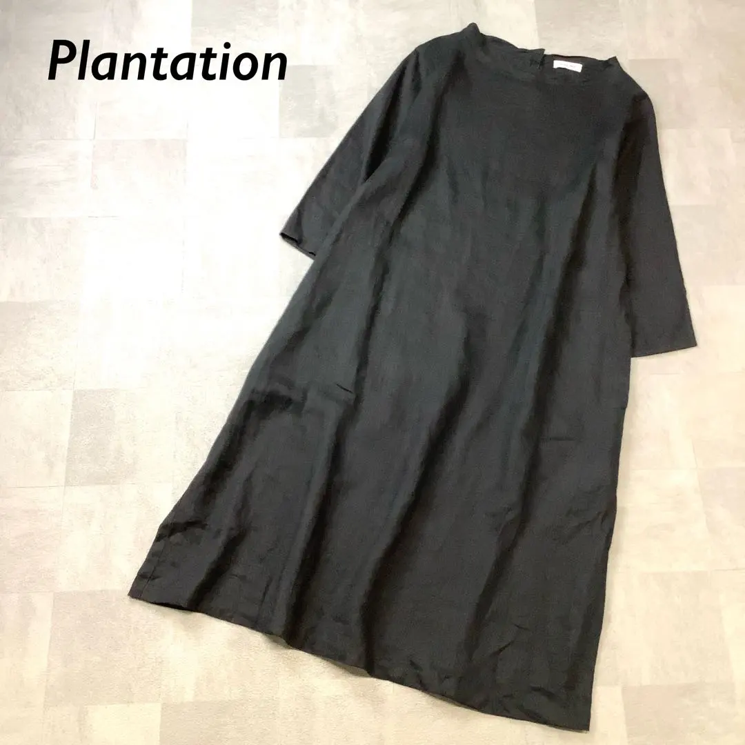Thumbnail of Excellent condition Plantation linen 100% neck dress, black