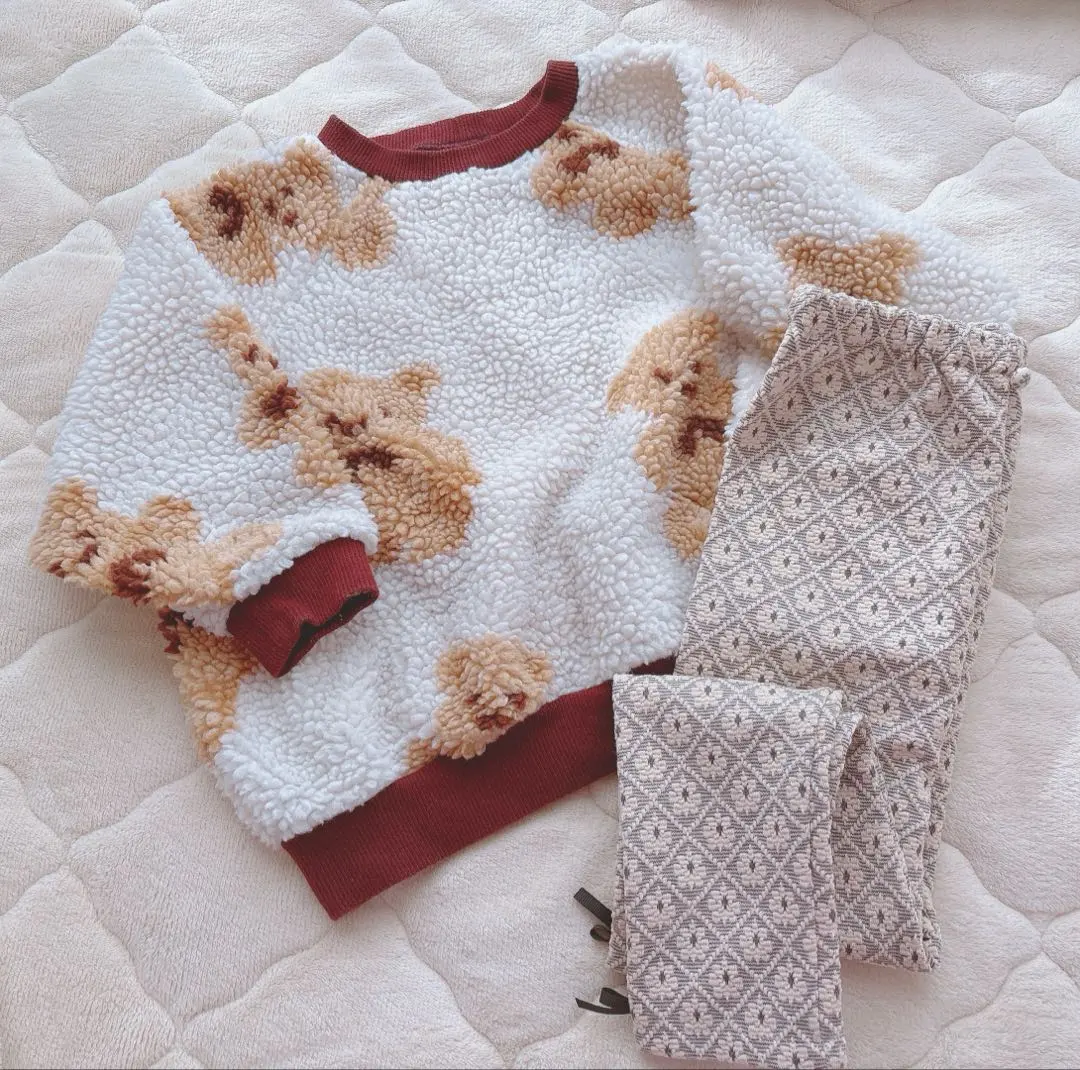 兒童 熊熊 針織 內搭褲 手工製作 套裝 110 的縮圖