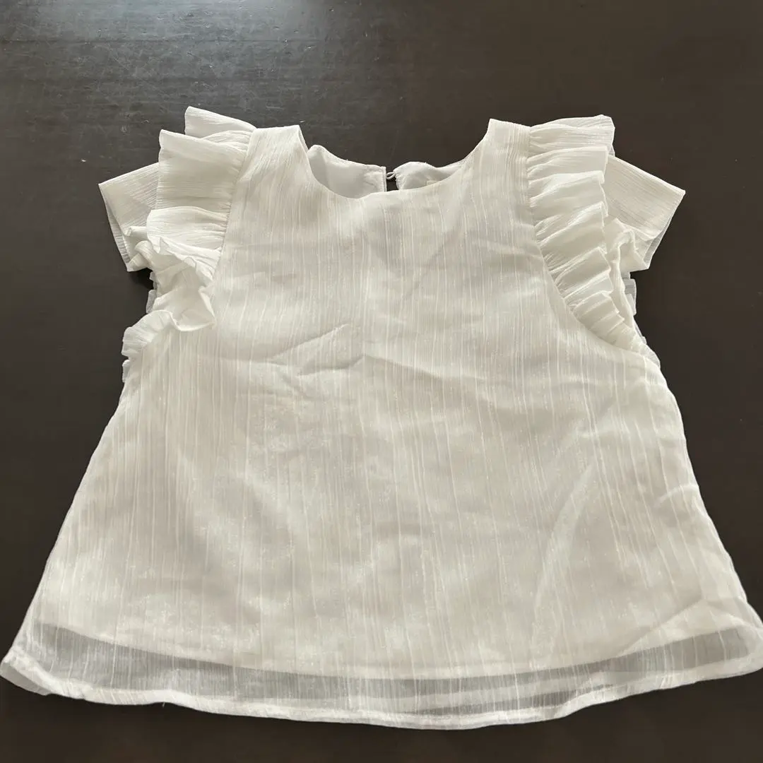 Thumbnail of H&M White Short-Sleeved Shirt with Ruffles 3-4Y