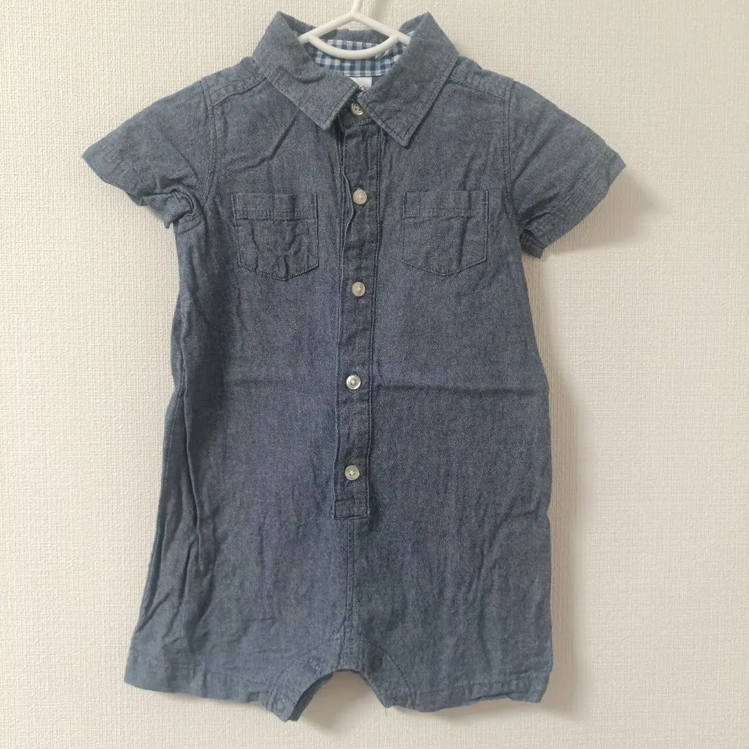 Thumbnail of Denim-style short-sleeved romper, size 80, 100% cotton, Carter's, matching outfits, summer