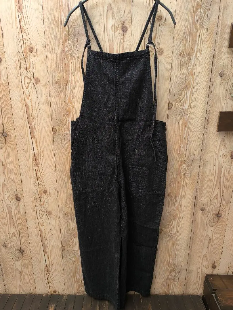 【美品】LUCA/LADY LUCK LUCA 黑色牛仔吊帶褲 M 的縮圖