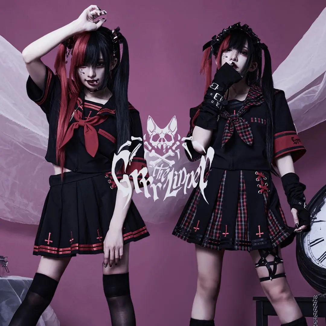 【Grrr the Lipper】 悪魔NOジップスカート 赤×黒 Grrr the Lipper【ガルルザリッパー】悪魔NOジップスカート~朔