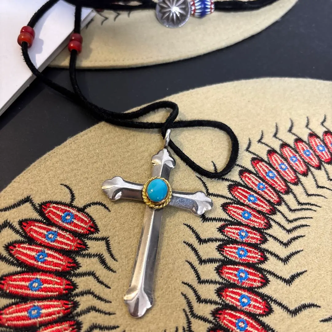 Thumbnail of Goro's Gold Rope Turquoise Cross with Back Metal [Authentic]