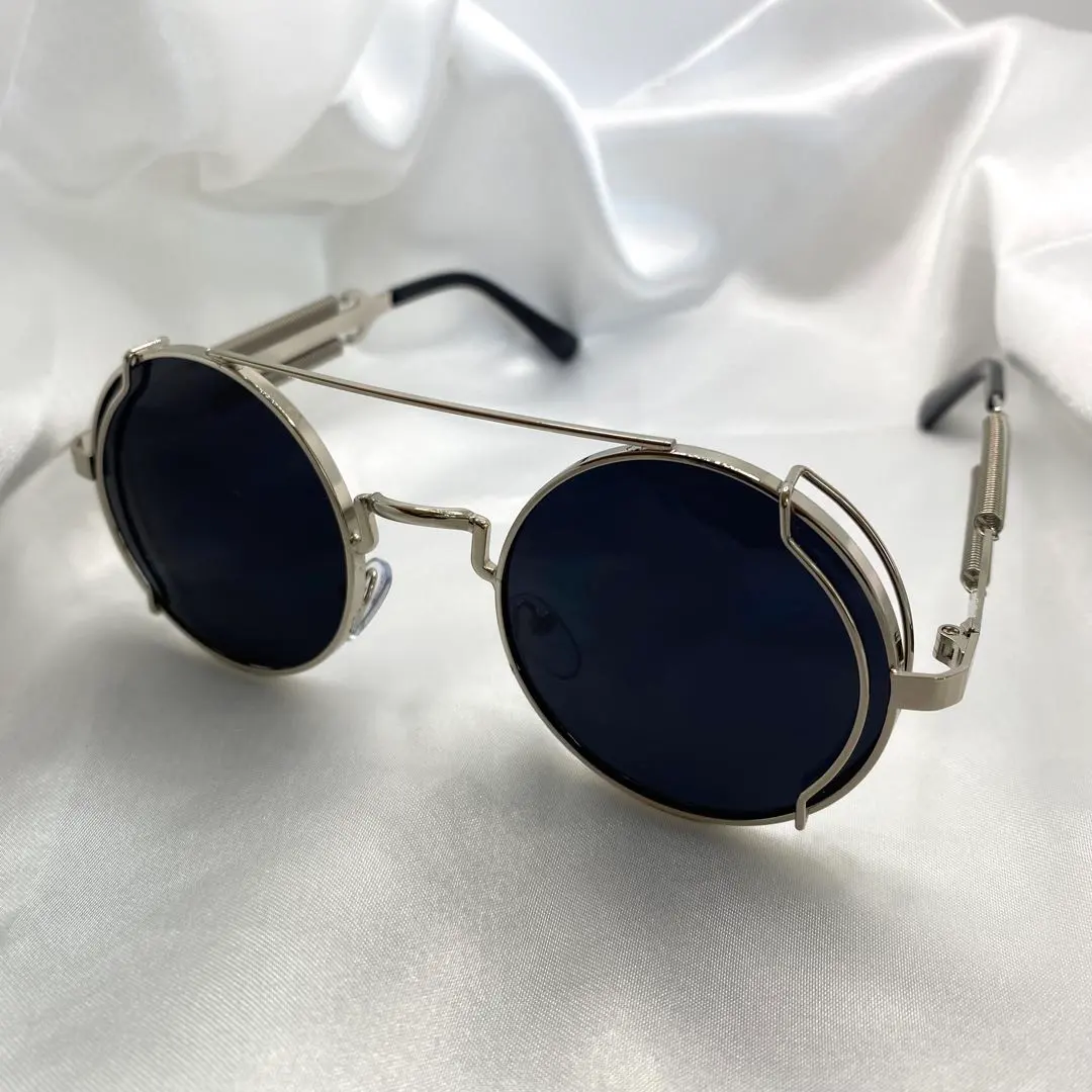 Thumbnail of 【Anonymous Delivery】 Round Sunglasses Dark Gray x Silver
