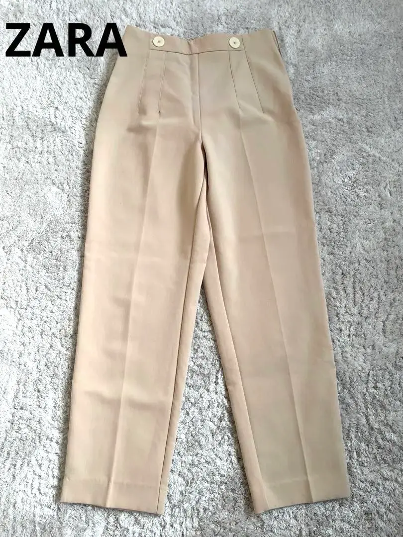 Thumbnail of ZARA High Waist Tapered Pants Center Press, Size M, Beige