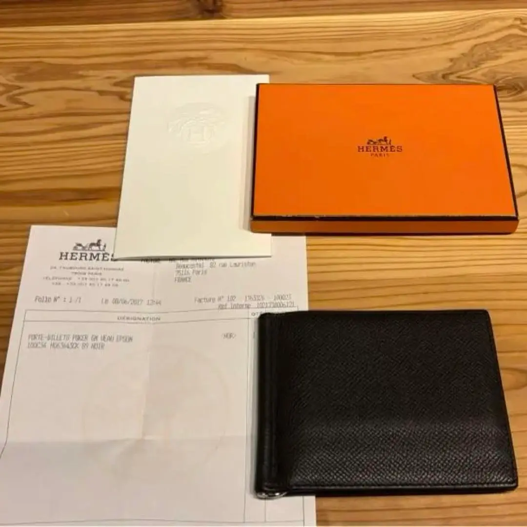 【希少品】エルメス　マネークリップ　ポーカー ブラック スマートな一品】Hermes Poker ポーカー ウォレット Noir