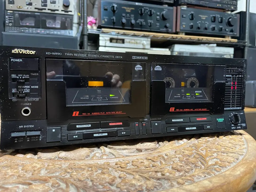 VICTOR KD-WR90 カセットデッキ Yahoo!オークション - 1円〜 Victor Wカセットデッキ KD-WR90