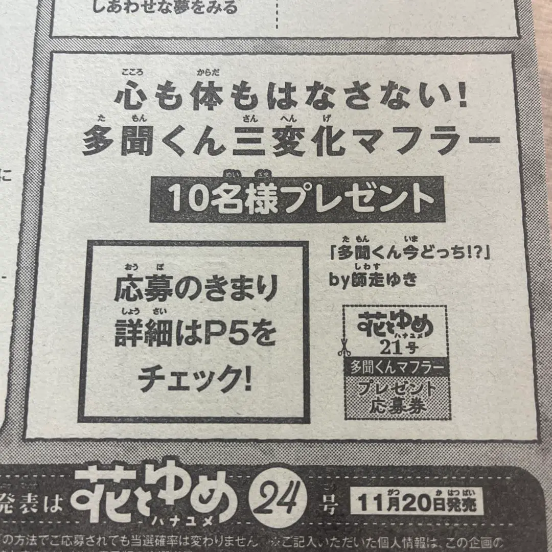 Thumbnail of Hana to Yume Issue 21: Tamon-kun's Metamorphosis Scarf Application Ticket