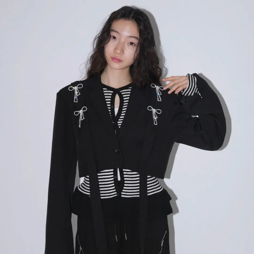 uenui many ribbon jacket/ウニュイ uenui many ribbon jacket ブラック