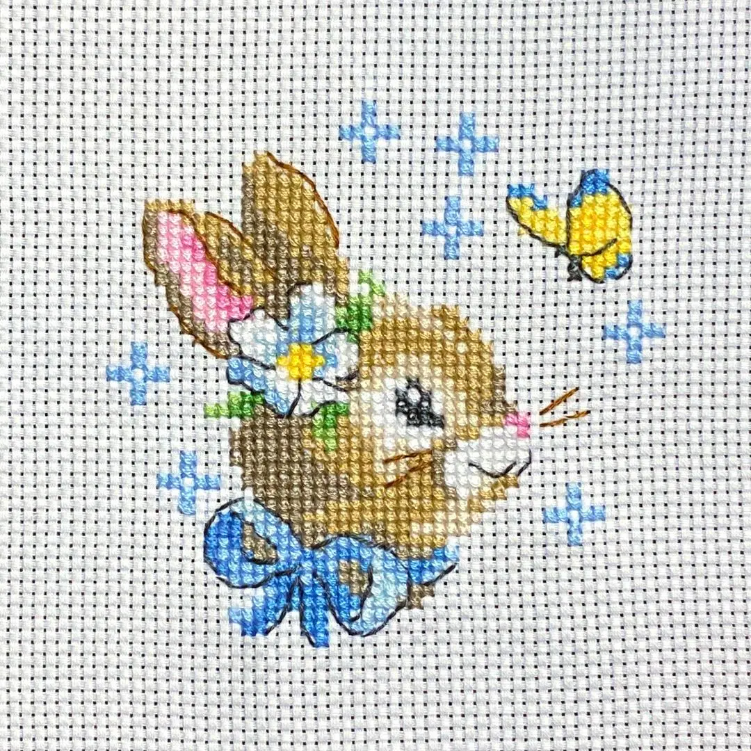 Thumbnail of Cross stitch handmade finished product Véronique embroidery rabbit