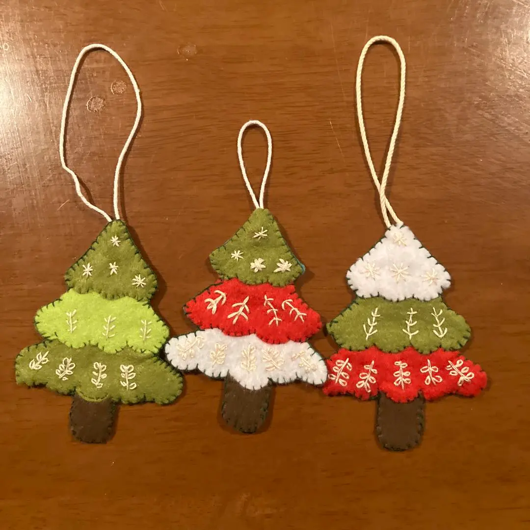 Thumbnail of Set of 3 felt Christmas tree ornaments. Handmade by an amateur.
