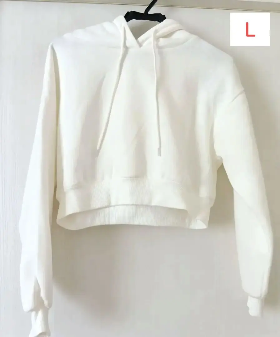 Thumbnail of Excellent condition ✨ White hooded cropped hoodie, size L