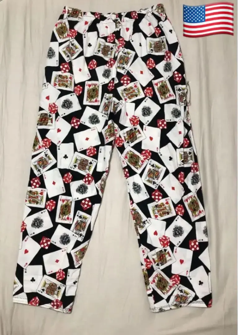 美國復古撲克牌圖案休閒褲 的縮圖