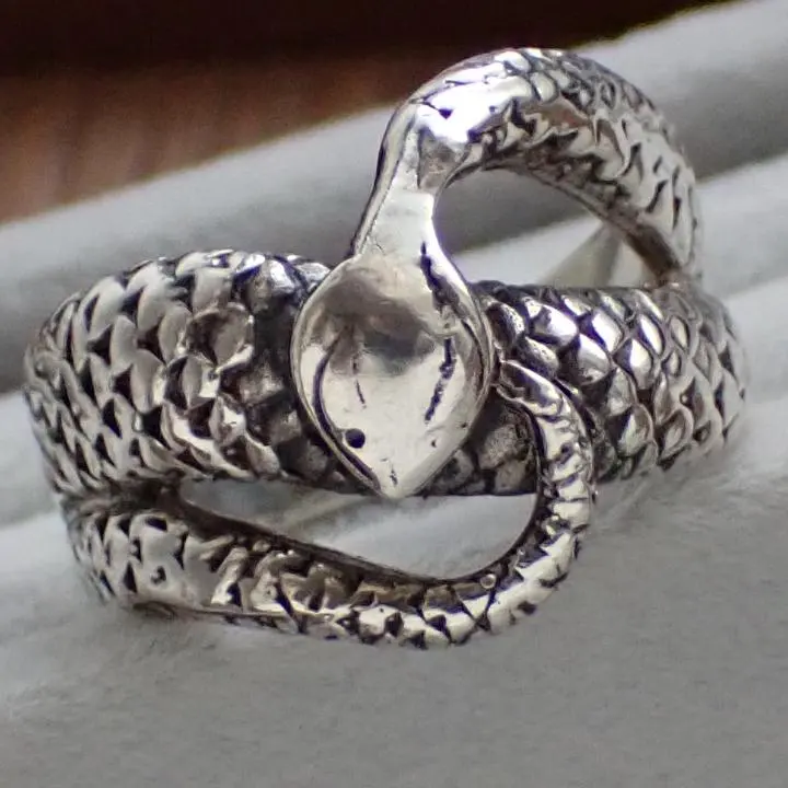 Thumbnail of Vintage Silver 925 Cobra Snake Ring, Wraps Around the Finger