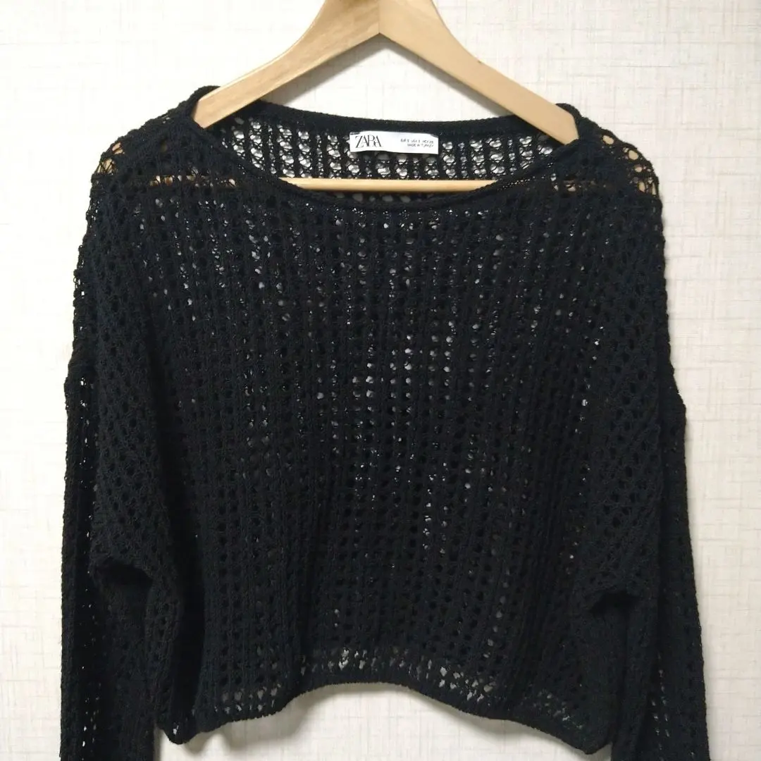 Thumbnail of ZARA Black Cropped Knit Sweater, Size S