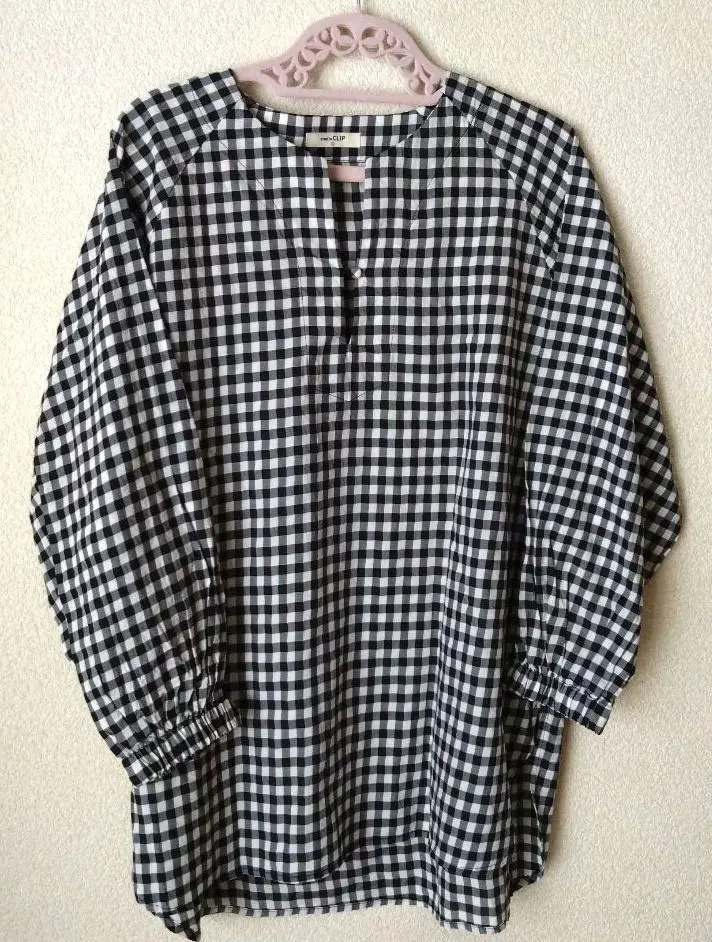 Thumbnail of Price reduced! Studio CLIP, beautiful, gingham check tunic blouse, L